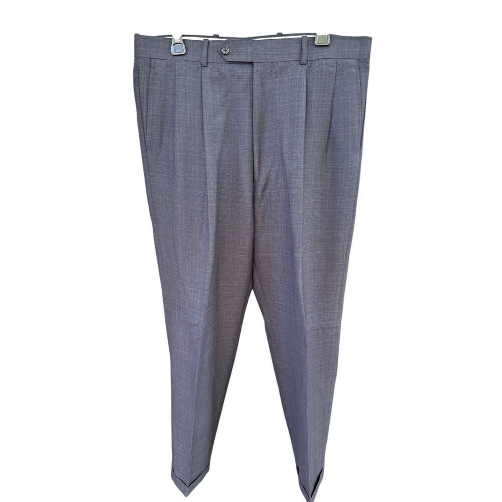 Alan Flusser Golf Pants Mens 36X30  Pleated Cuffed Gray Office Golf Dress